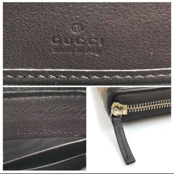 GUCCI WALLET ROUND ZIP GG Canvas Leather Brown 308012 0416 Authentic - Picture 10 of 12